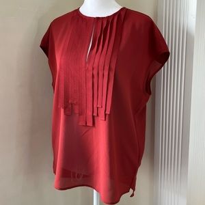 J. Crew cap sleeve blouse w grosgrain ribbon detailing and keyhole front
